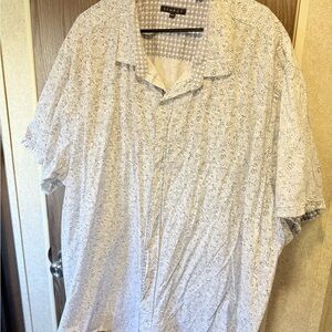 Men's Casual Button-Down Shirt in White and Navy Floral